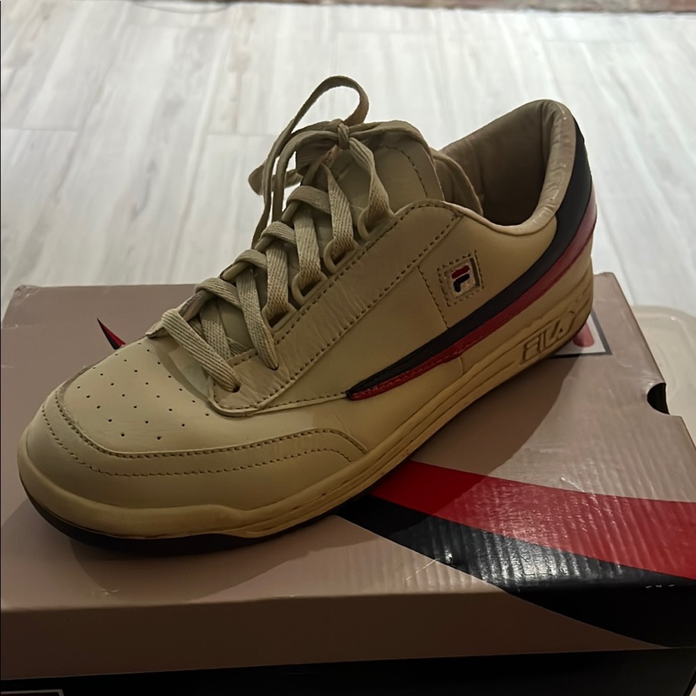 Fila Cream and Black Retro Sneakers